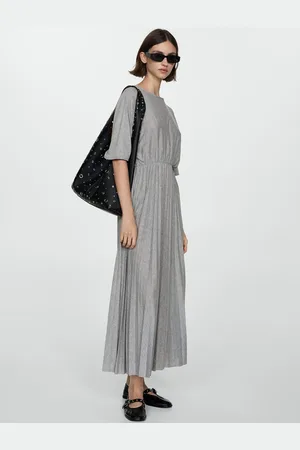 MANGO Accordion Pleats A-Line Maxi Dress