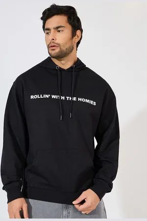 Styli Men Slogan Printed Relaxed Fit Hoodie