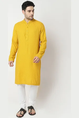 Ethnicity Floral Embroidered Mandarin Collar Straight Kurta