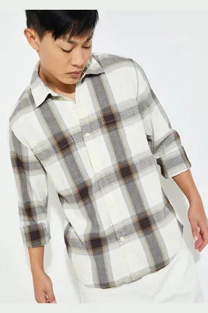 Max Collection Men Spread Collar Buffalo Checked Cotton Casual Shirt