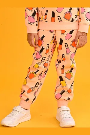 Anthrilo Girls Printed Mid-Rise Joggers