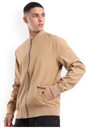 WROGN Men Stand Collar Solid Casual Bomber Jacket