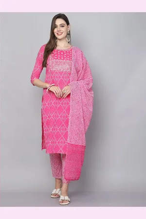 Rajnandini Bandhani Embroidered Sequinned Pure Cotton Kurta with Trouser & Dupatta