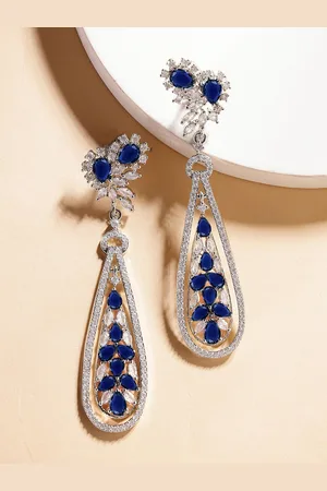 karatcart Silver-Plated American Diamond Studded Elegant Drop Earrings