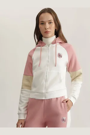 ICONIC Women Colourblocked Hooded Full Sleeves Pure Cotton Sweatshirt