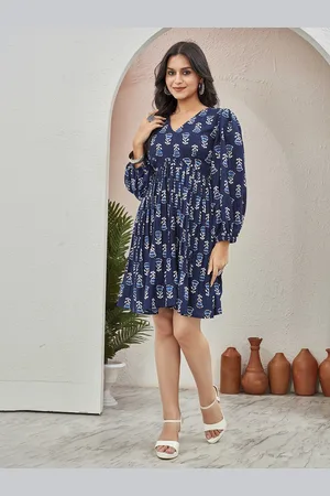 CHANSI Women Floral Print Puff Sleeve Fit & Flare Puff Sleeve Dress