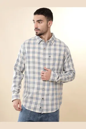 WROGN Men Comfort Spread Collar Tartan Checked Cotton Casual Shirt