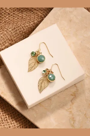 Accessorize Leaf Shaped Crystals Drop Earrings