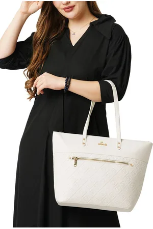 LAVIE Colourblocked Structured Tote Bag with Cut Work