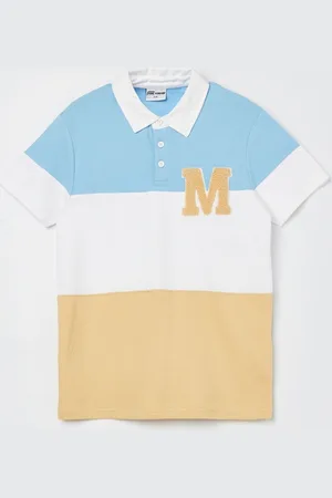 Lifestyle Boys Colourblocked Polo Collar Cotton T-shirt