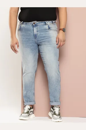 Sztori Men Plus Size Slim Fit Whiskers & Chevrons Light Fade Stretchable Jeans