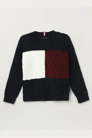 Tommy Hilfiger Boys Cotton Colourblocked Pullover Sweaters
