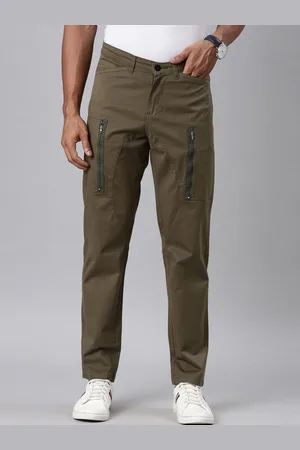 CINOCCI Men Slim Fit Mid-Rise Cargos Trousers
