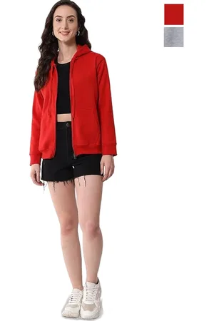 Funday Fashion Women Pack Of 2 Hooded Solid Fleece Casual Open Front Jackets