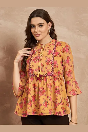 all about you Women Floral Embroidered Cinched Waist Top