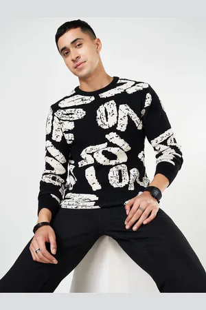 PEOPLE Men Cotton Typography Printed Pullover