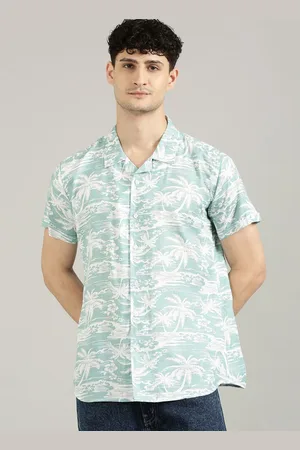 Provogue Men Cuban Collar Floral Printed Casual Shirt