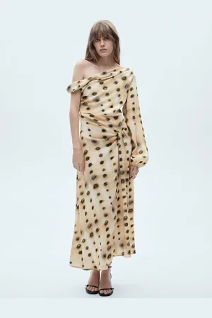 MANGO Printed Asymmetric Neck Maxi Dress