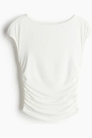 H&M Women Gathered Cap-Sleeved Top