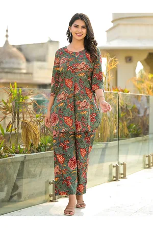 Jaipur Floral Printed Pure Cotton Tunic & Trouser