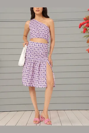DressBerry Garden Vibes One-Shoulder Tie-Up Floral Print Co-Ords