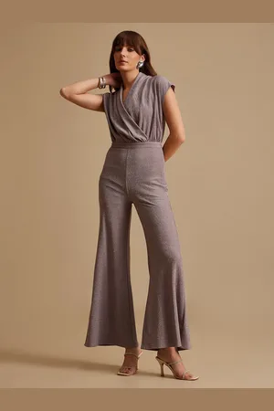 Kazo Women Self Design Shawl Collar Basic Jumpsuit