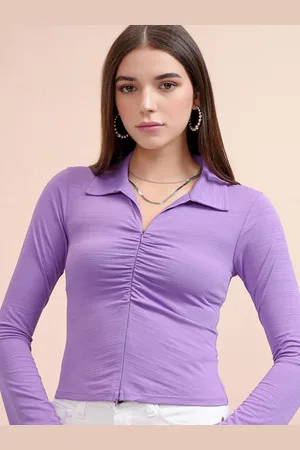 Tokyo Talkies Women Solid Full Sleeve Ruched Shirt