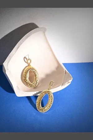 Accessorize Oval Shaped Stone Studded Drop Earrings