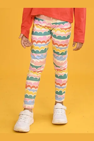 Anthrilo Girls Rainbow Printed Mid-Rise Ankle-Length Legging