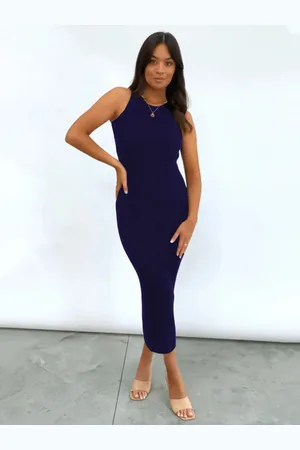 BAESD Women Round Neck Bodycon Midi Dress