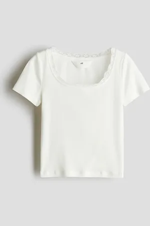 H&M Girls Lace-Trimmed Cotton Top