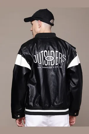 Roadster The Lifestyle Co. Colourblocked Faux Leather Bomber Jacket