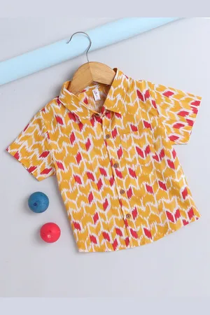 The Magic Wand Boys Comfort Spread Collar Chevron Printed Cotton Casual Shirt