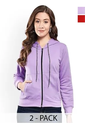 Funday Fashion Women Pack Of 2 Hooded Solid Fleece Casual Open Front Jackets
