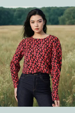 KOTTY Women Round Neck Floral Printed Top