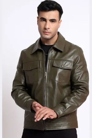SAINT G. Men Satin Water Resistant Leather Jacket