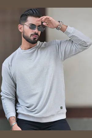 Maniac Men Round Neck Textured Sweatshirt