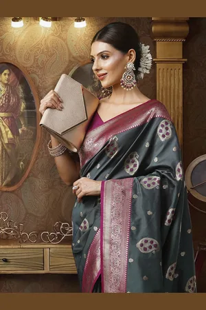 Sangria Women Banarasi Woven-Designed Ethnic Motifs Traditional Sarees With Blouse Piece