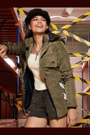 Campus Women Hooded Solid Casual Parka Jacket
