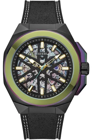 Guess Men Skeleton Dial & Leather Straps Analogue Watch - GW0635G3