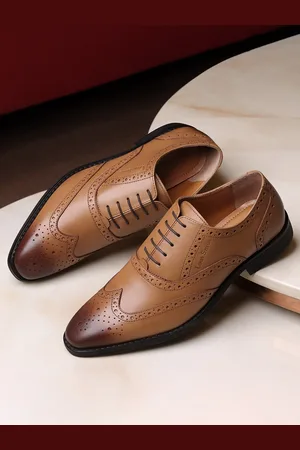 LOUIS STITCH Men British Tan Premium Egyptian Crust Leather Formal Brogues