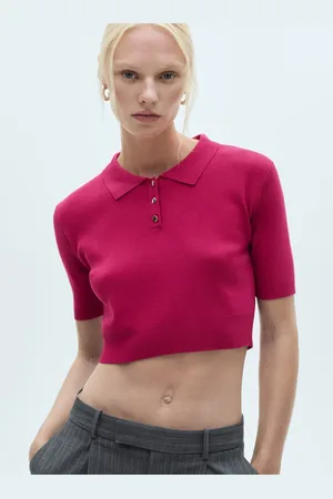 MANGO Cropped Polo Collar T-shirt