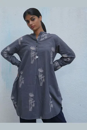 Chidiyaa Women Printed Mandarin Collar Cotton Tunic