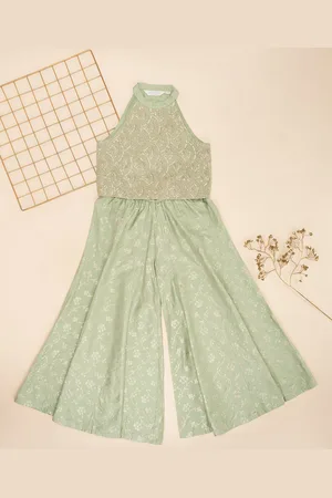 Pantaloons Embellished Halter Neck Sleeveless Top With Palazzo
