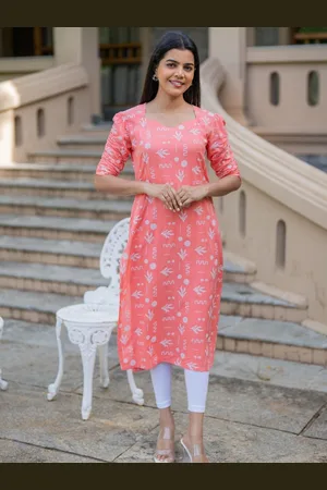 Hay Floral Printed Liva Straight Kurta