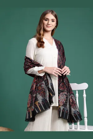 Sangria Women Floral Woven Design Shawl
