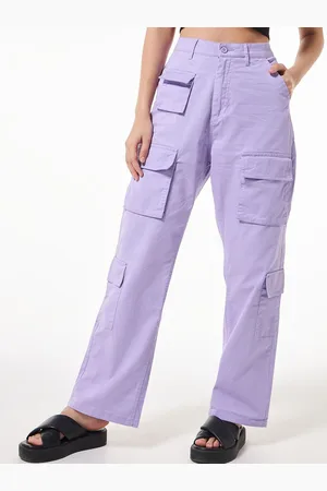 Bewakoof Women Cotton Oversized High-Rise Cargos Trousers
