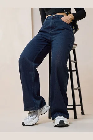 Bewakoof Women Blue Baggy Straight Fit Plus Size Jeans