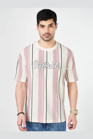 PEOPLE Men Striped Round Neck Cotton Boxy T-shirt