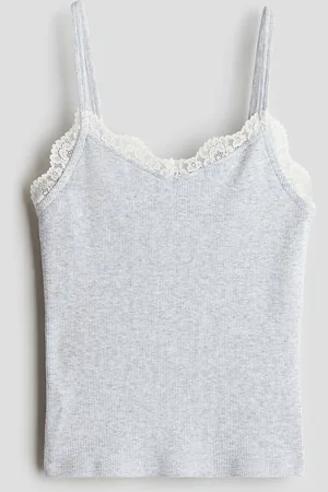 H&M Girls Lace-Trimmed Strappy Top